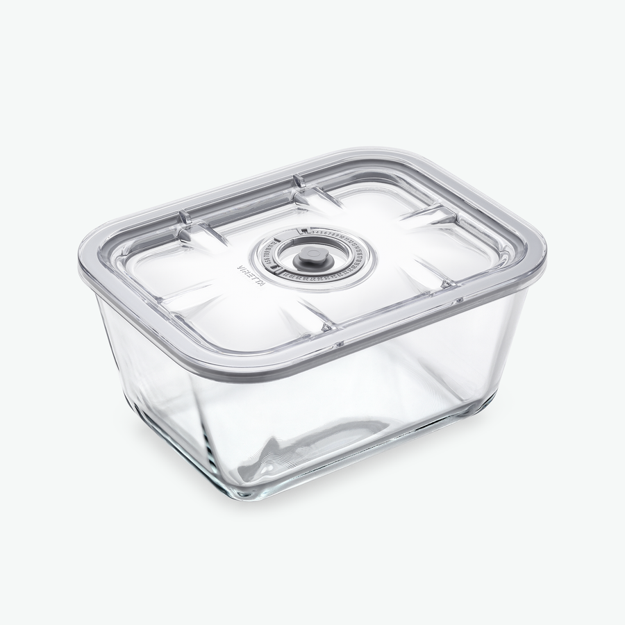 Vakuumbehållare i glas, 2600 ml, med lock, sedd snett framifrån