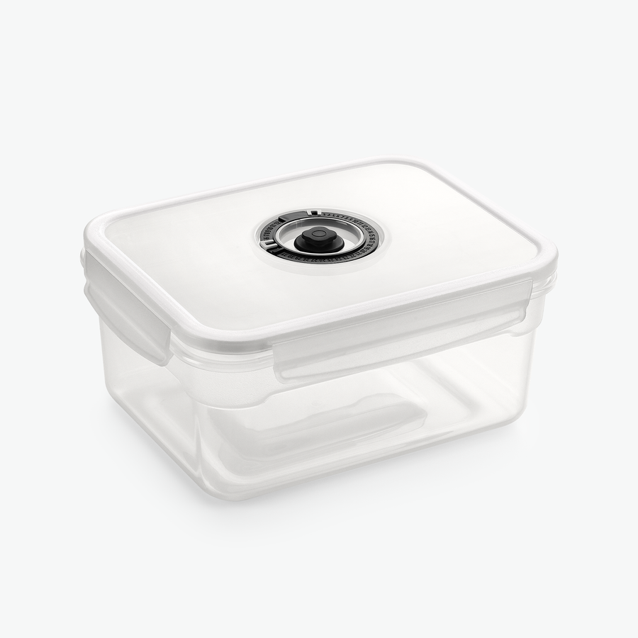 Vakuumbehållare i plast, 2000 ml, med lock, sedd snett framifrån