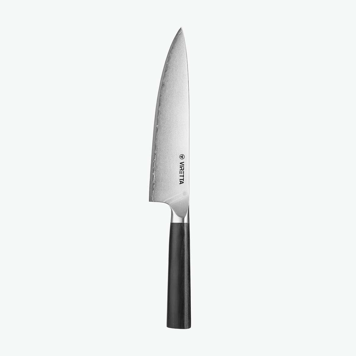 Shōjin Aira kockkniv sedd från baksidan med Virettas logotyp