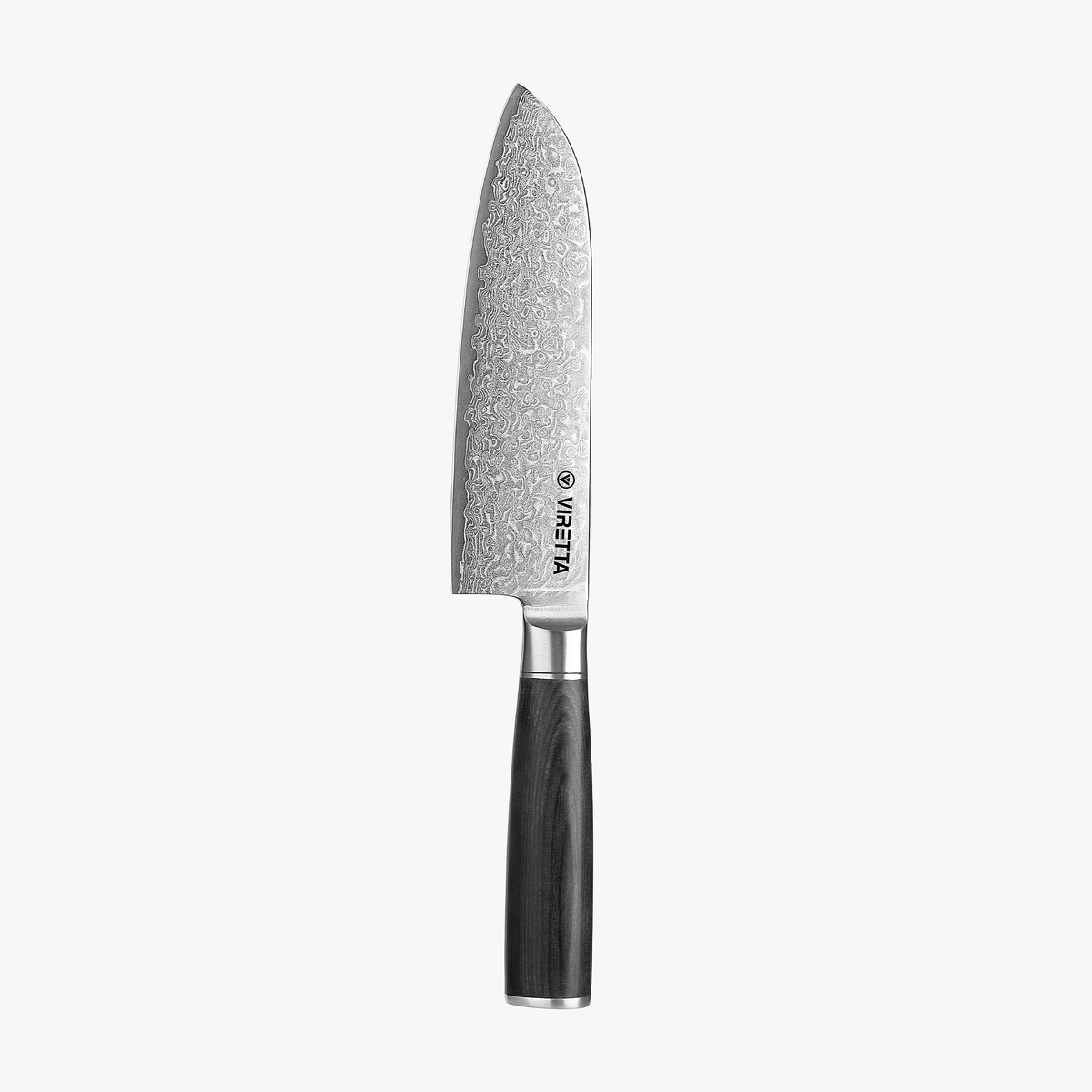 Shōjin Suna santokukniv sedd från baksidan med Virettas logotyp
