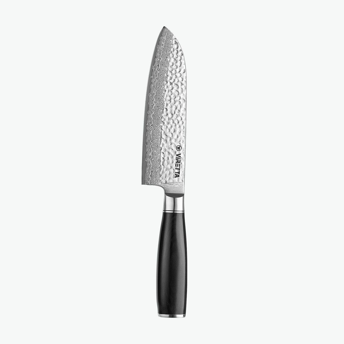 Shōjin Taru santokukniv sedd från baksidan med Virettas logotyp