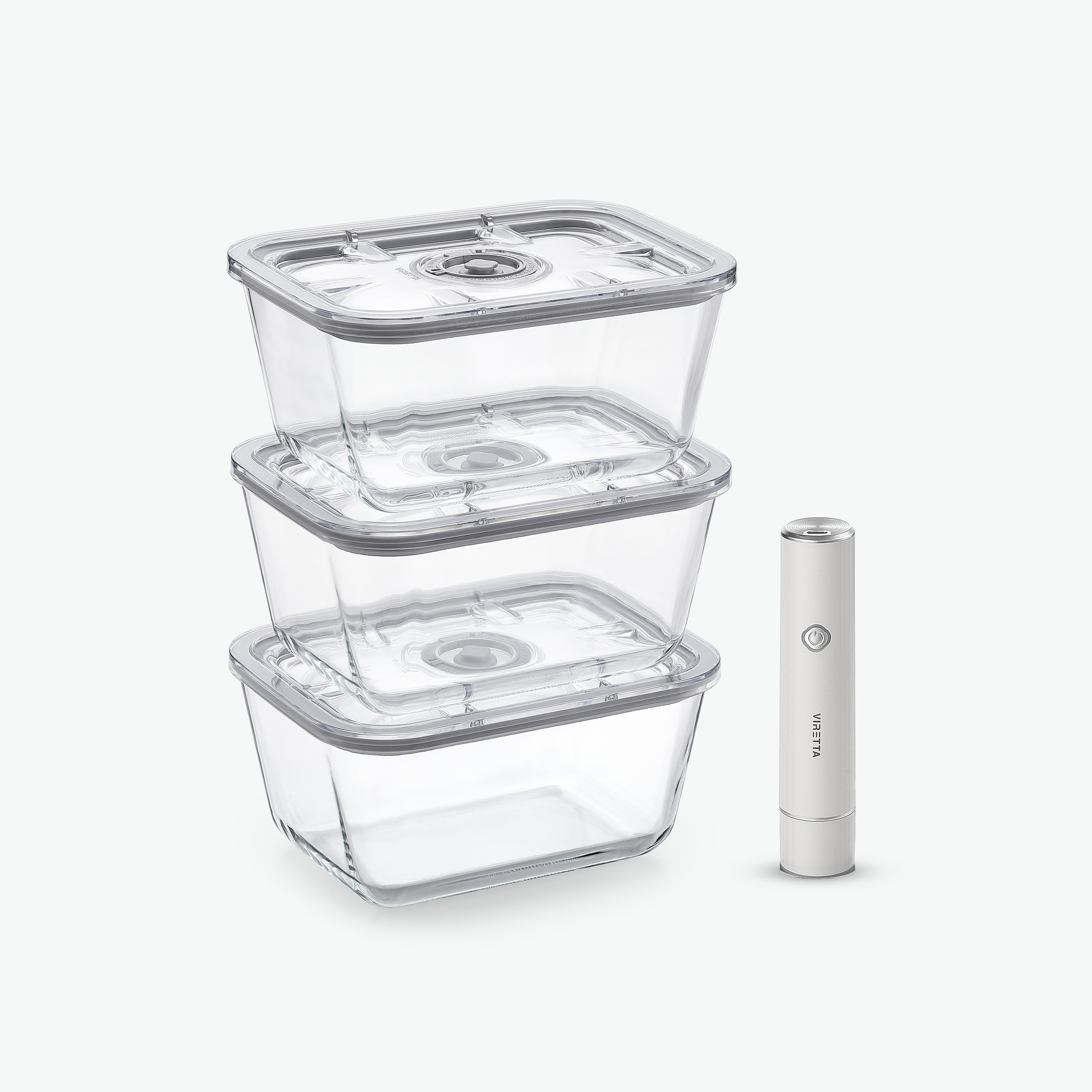 Vakuumbehållare i glas – Trioset (3-pack)