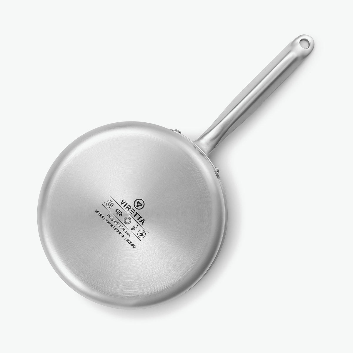 Botten på kastrull i 5-Ply rostfritt stål med kopparkärna, Ø20 cm, 3 l, sedd underifrån
