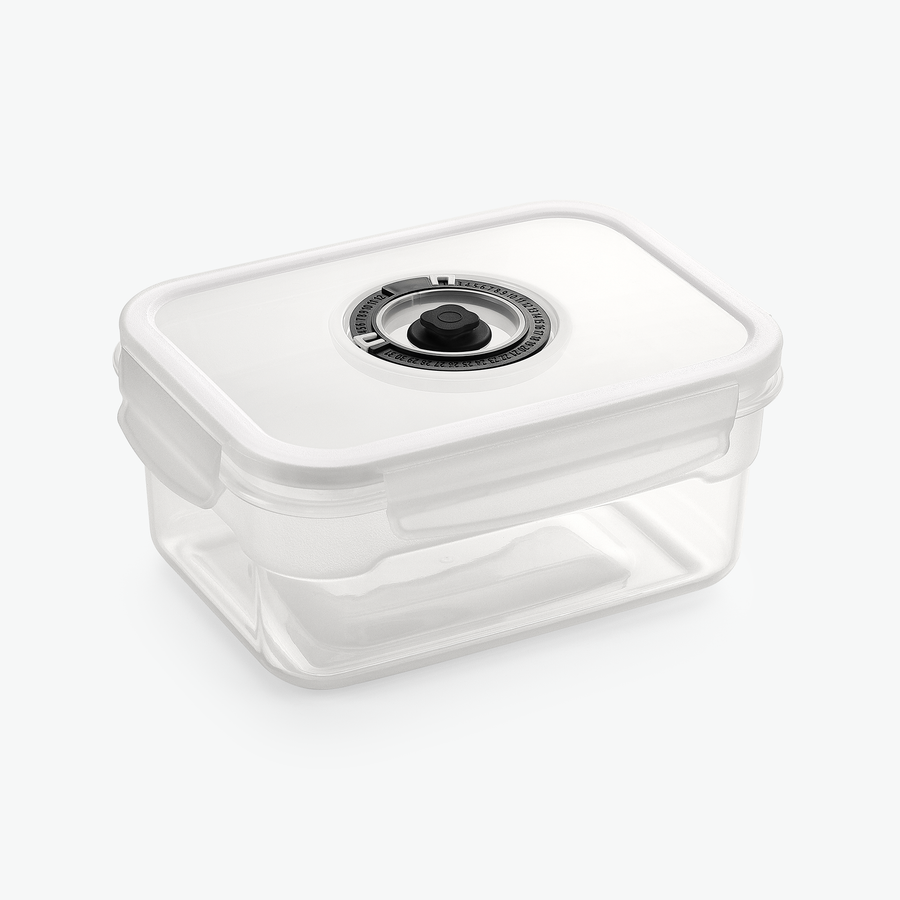 Vakuumbehållare i plast, 1000 ml, med lock, sedd snett framifrån